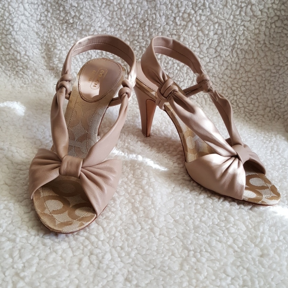 Coach Bailey nude leather slingback sandals 7 1/2